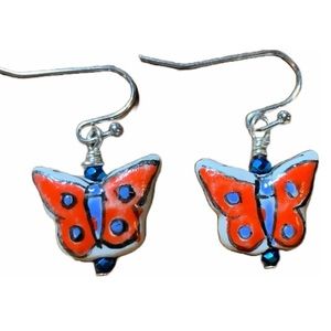 Butterfly porcelain earrings. Very cute. All ages